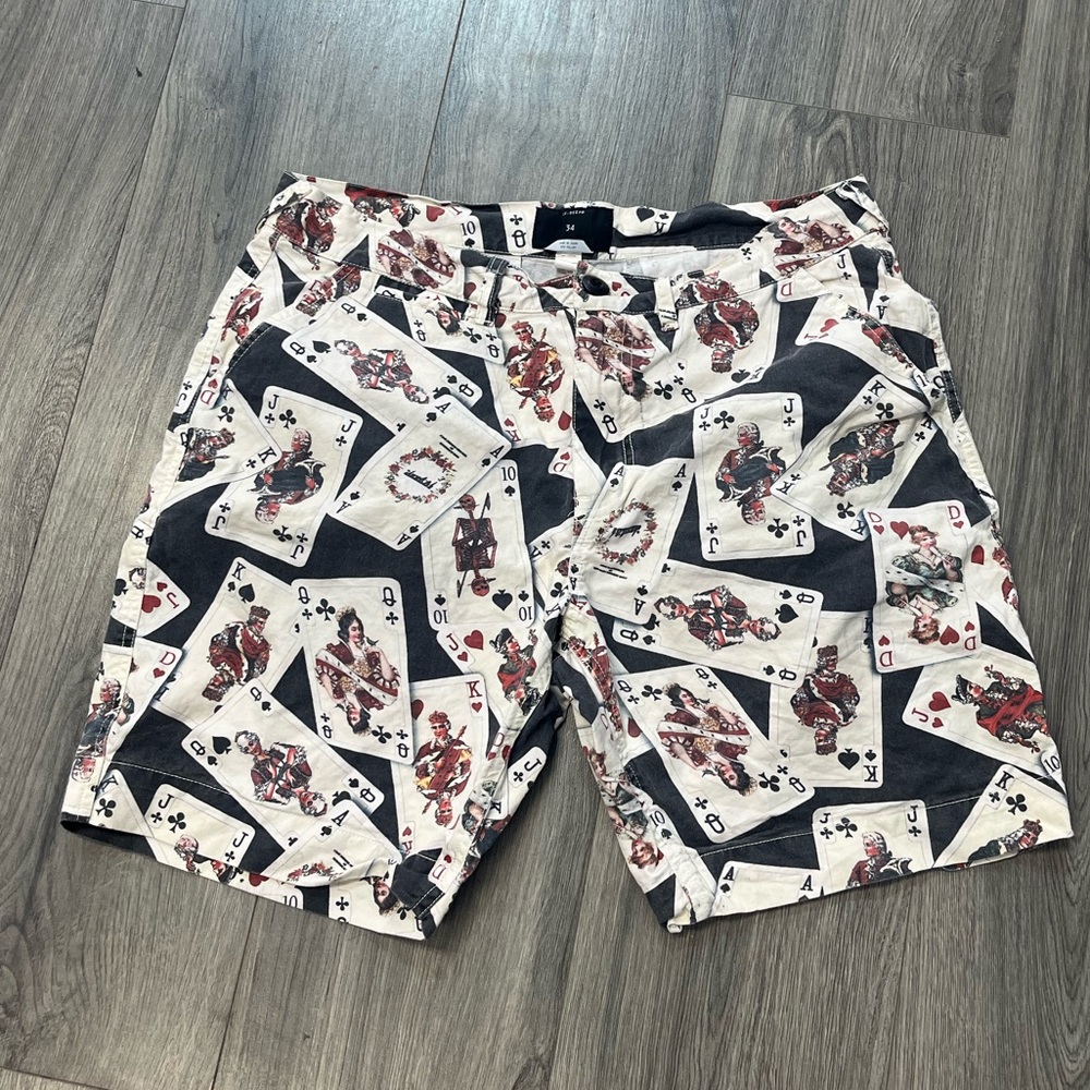 Men's Playing Card Print 10 deep Shorts